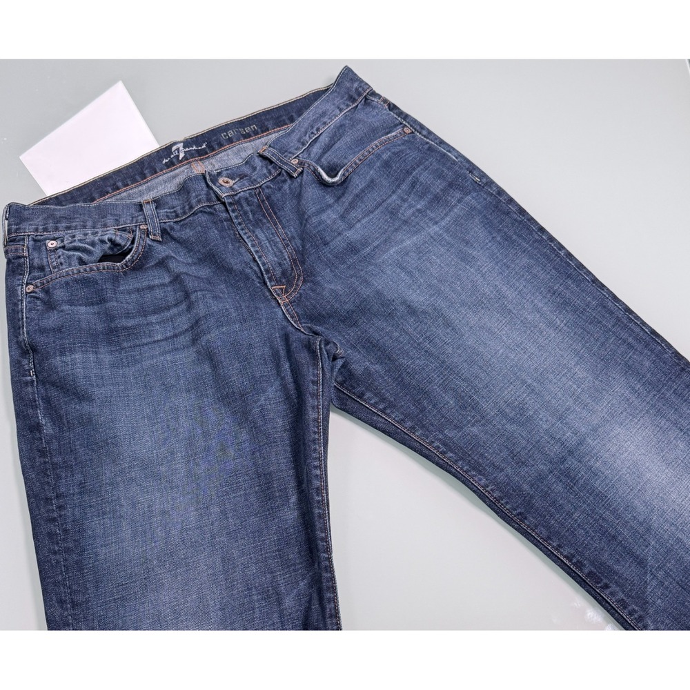 7 For All Mankind Carsen Jeans Mens 36x32 Striaght Leg Blue Denim USA 7FAM - Picture 1 of 16